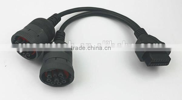 Deutsch splitter Y cable , OBD2 16pin Female to 2pcs J1939 9pin connector