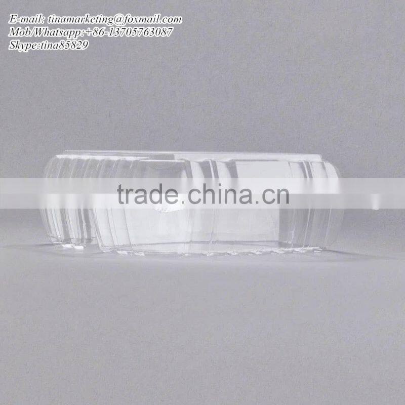 Clear Hinged BOPS Plastic Food Service Box Multi Compartment Clamshell Food Container
