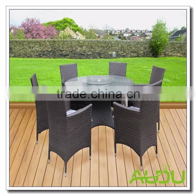Audu Atlanta Outdoor Garden Rattan Dining Set With Lazy Susan