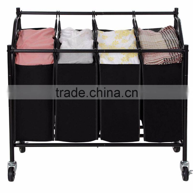 VIVINATURE Heavy Duty 3Bag Laundry Sorter Cart With Chrome Plating Process