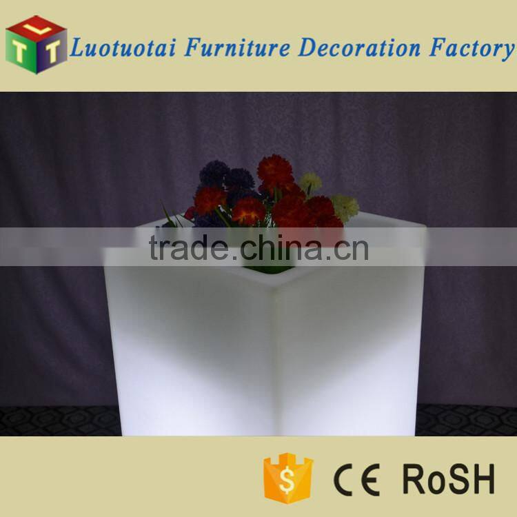 45*45*110cm square tall PE plastic outdoor LED light up flower pot for garden decor