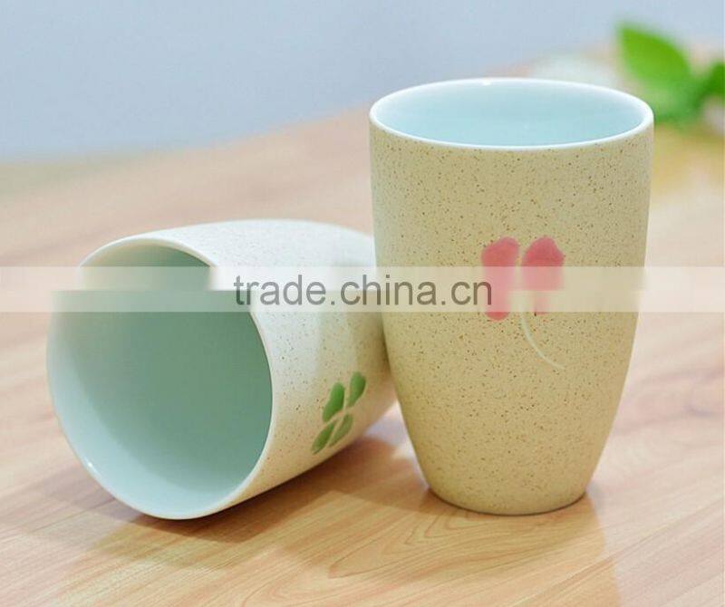 haonai high quality lucky clover decal ceramic mug with handle