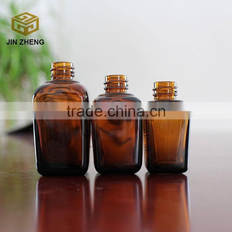 30ml 40ml 50ml amber square essential oil glass bottle with pump dropper