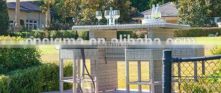 2017 Trade Assurance good quality All Weather Outdoor round rattan metal bar table set furniture