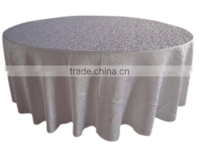 hotsale white jacquard table cover for hotel restaurant weddings