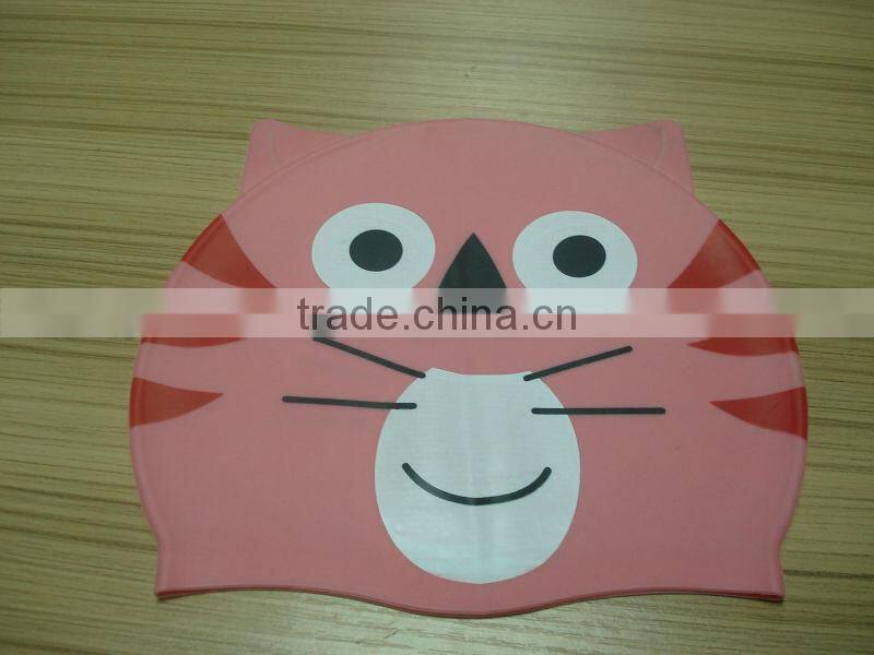 high quality color logo print silicone swimming cap for adult
