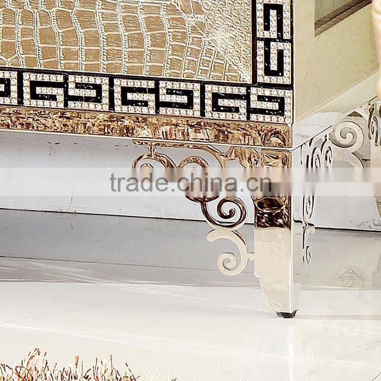 Luxury hot sale golden glass stainless steel new design wine display cabinet