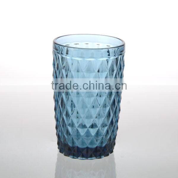 250ml top grade machine made diamond design water glass