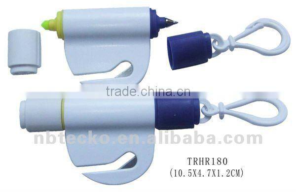 highlighter keychain with letter opener and ball pen