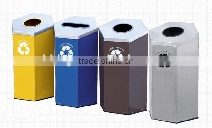 Modern outdoor recycle bin metal garbage waste bin (combo)