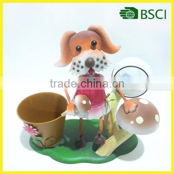 YS15121 Metal dog planter solar led flower pot light