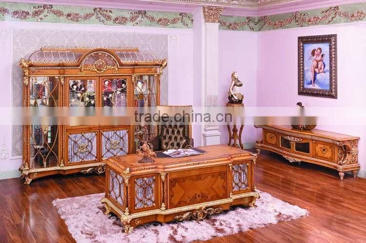 Luxury Office Furniture,Antique Hand Carved Office Desk Furniture,Office Desk Set,Office Desk,Chair,File Cabinet (BF08-0262)