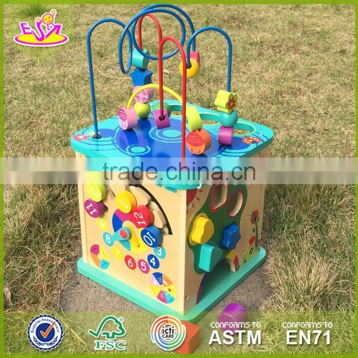 2017 New fashion 5 in 1 baby wooden activity cube toddlers best design wooden activity cube kids wooden activity cube W11B088