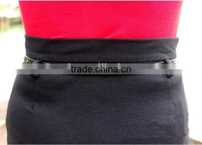 Wholesale rivets decorated D buckle sex girl thin PU knot waist belt
