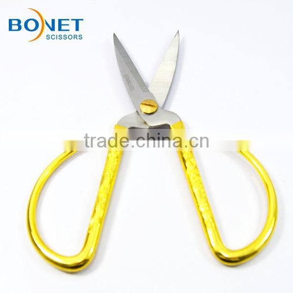 S11006 FDA qualified 6-3/4" Zinc-Alloy gold handle tailor ribbon scissors