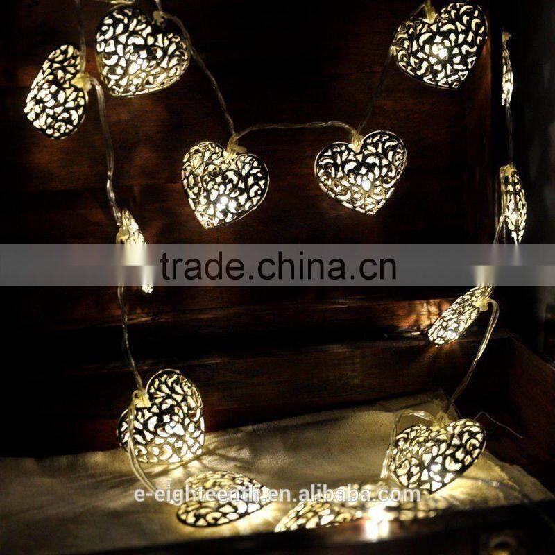 2016 hot seller cheap factory Warm White Solar Power 12 Heart LED String Lights for Outdoor Xmas Christmas Decoration
