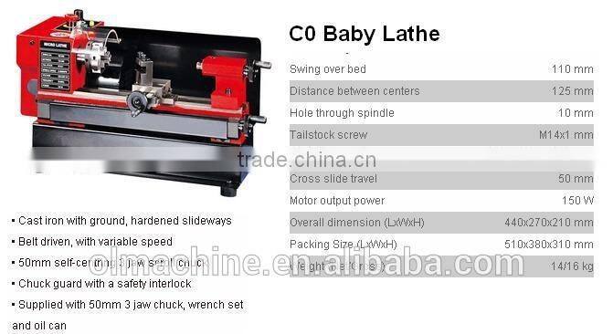 small Lathe including Naro lathe, Baby lathe, Micro lathe, Mini lathe, Bench lathe, with swing 100 110 140 180 210 250 280 305