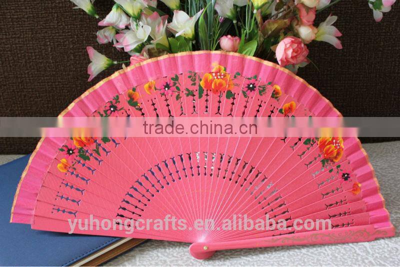 hand paited Spanish Wood Fan with Flower Pattern