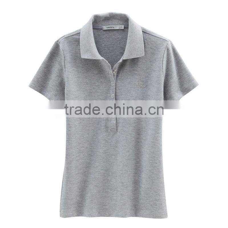 Ladies trendy stretchable pique slim cut basic polo shirts