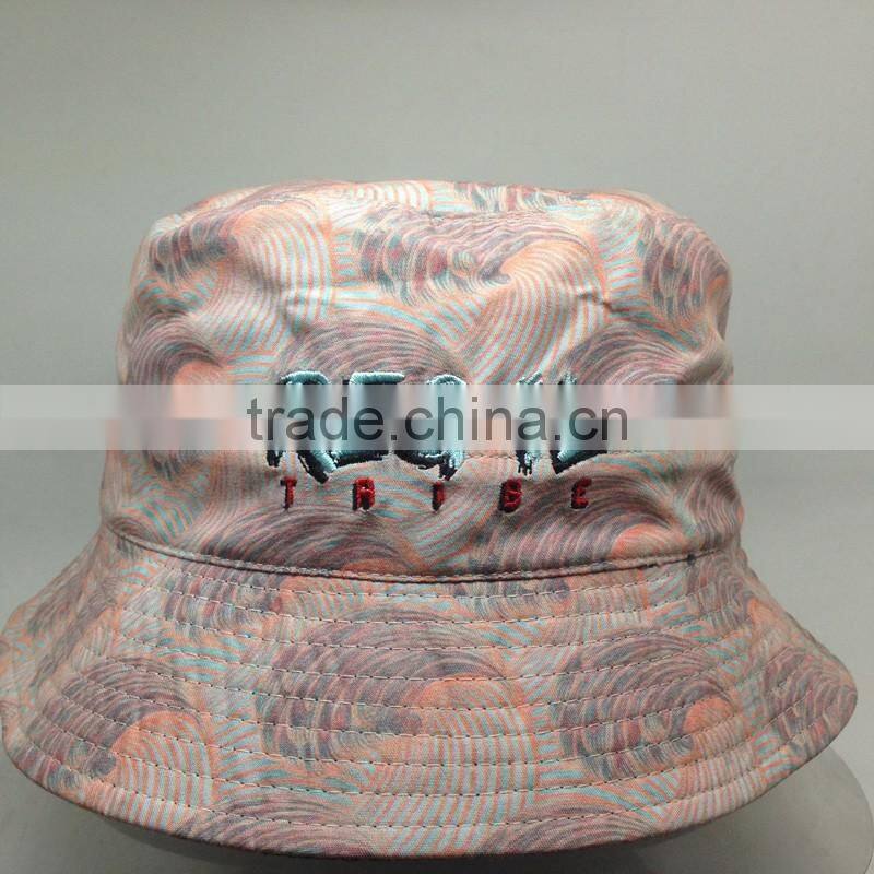 Wide Brim Printed Bucket Hat Custom Double Sided Hat Reversable Hat
