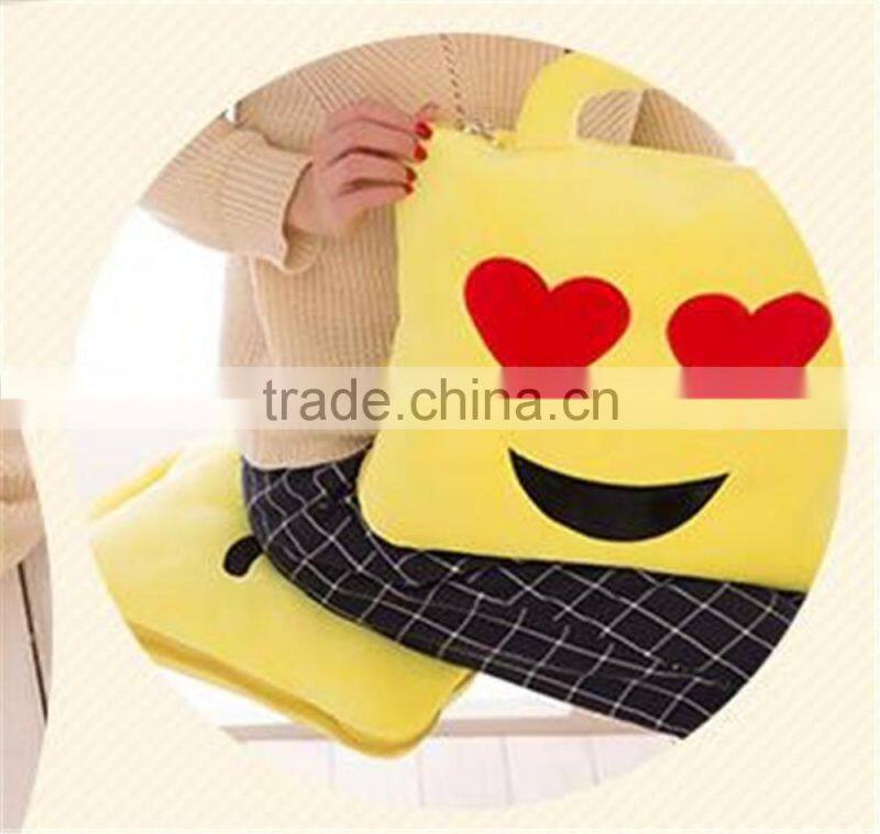 2016 hot Wholesale travel decorative body bolster emoji pillow blanket
