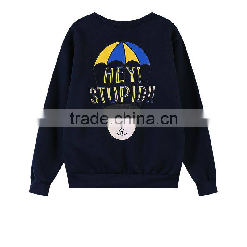 2015 New design kids cheap plain printing sweatshirts kids pullover 100%cotton fleece sweatshirts