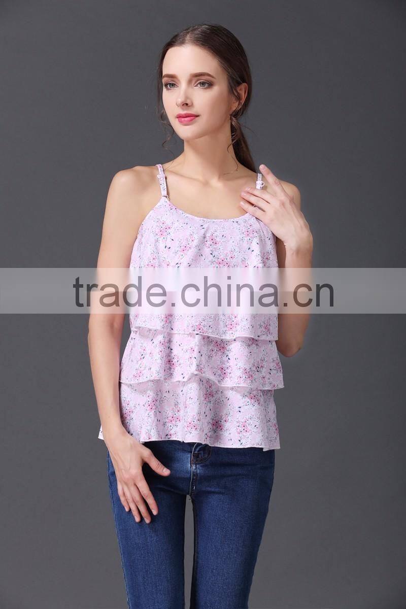 Floral Summer Cotton Maternity Chemise Breastfeeding Vest nursing tanks