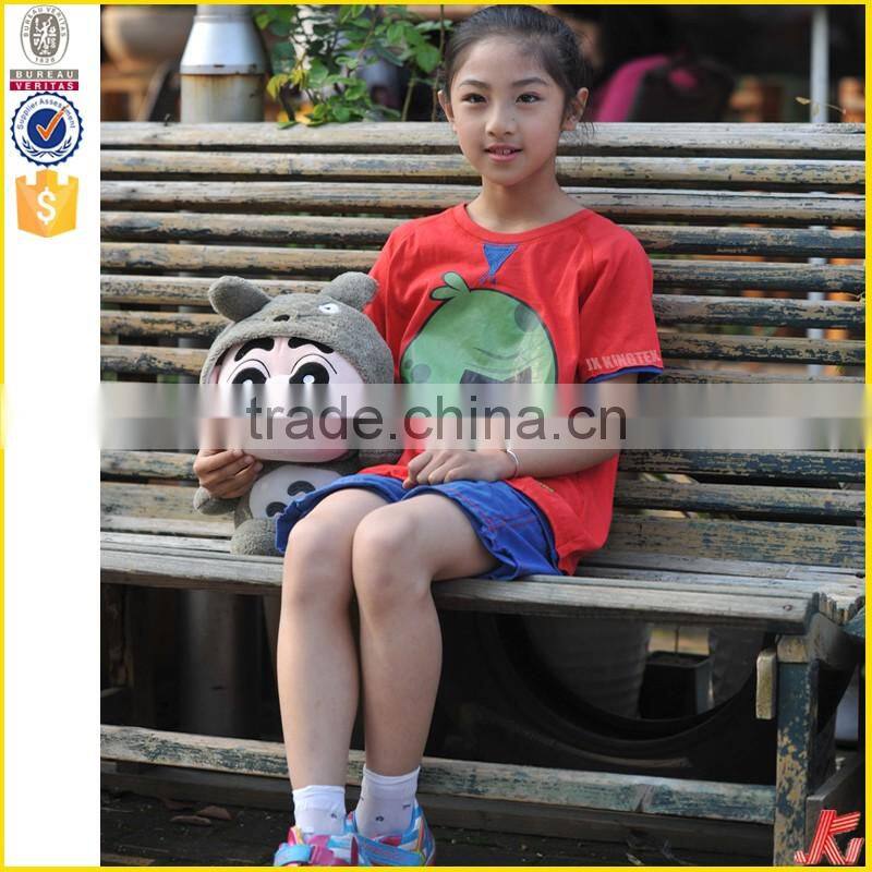 summer short sleeve red cotton girl t-shirt suit