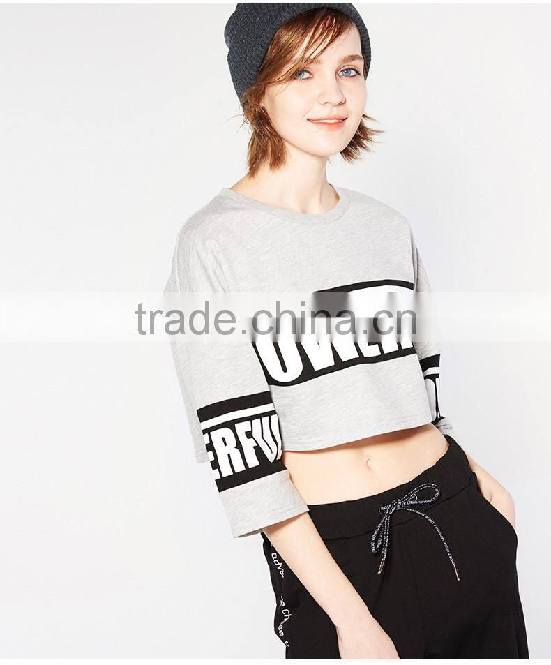 women fashion crop top wholesale crop top printing custom quality t shirt