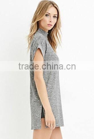 2017 Cheapsale Custom Ladies Solid Side Open Short Sleeve Casual Dress OEM Service