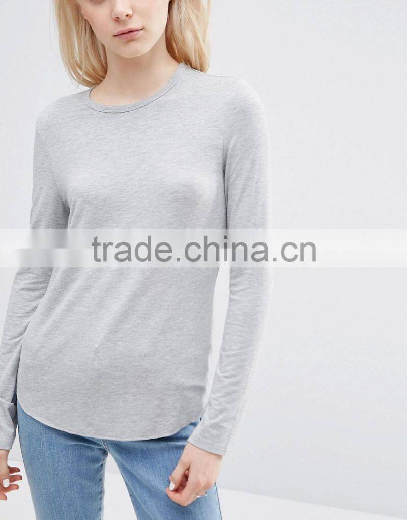 2016 hot sale women blank long sleeves girls favorite T-shirt