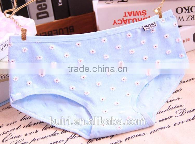 Gift boxed lace ladies underwear cotton blue panties lovely girls women Briefs 41