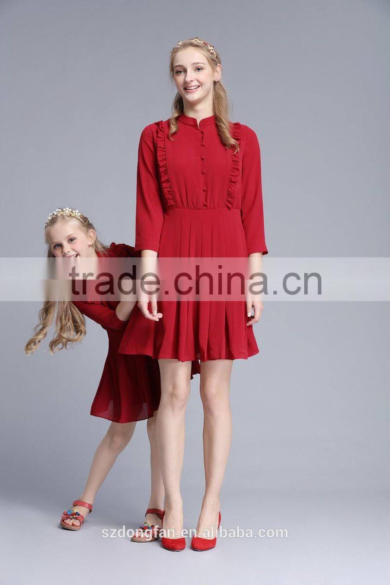 Ruffle Chiffon Fabric Mother Daughter Dresses Latest Frock Designs ForTeenage Girls