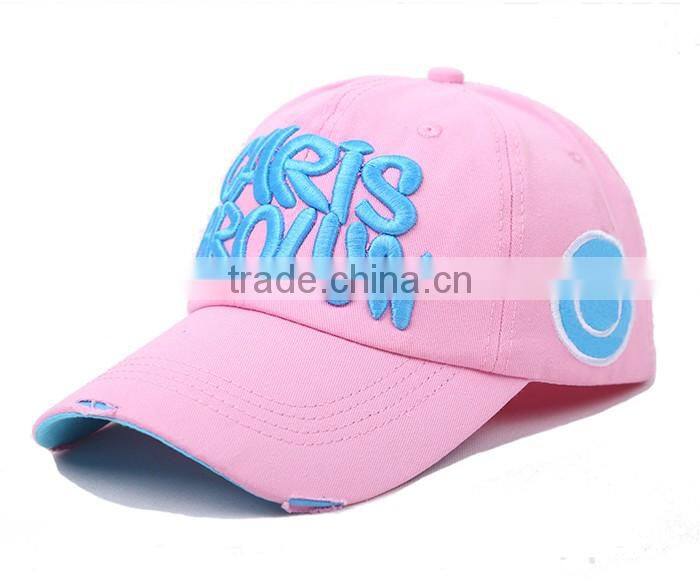 100% cotton long bill 6 panel cotton promotional custom baseball cap