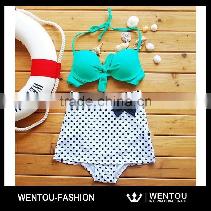 Wholesale Girls High Waist Polka Dot Bikini