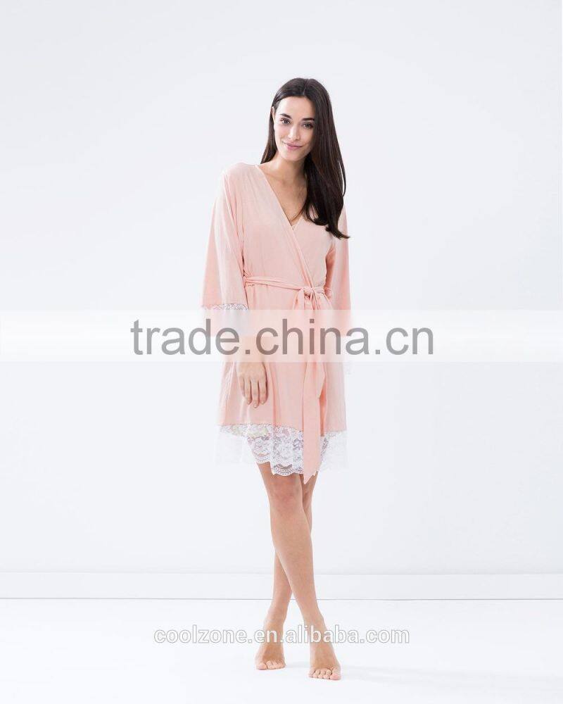 Relaxed fit wrap front comfortable bamboo bathrobe wholesale luxury bathrobe