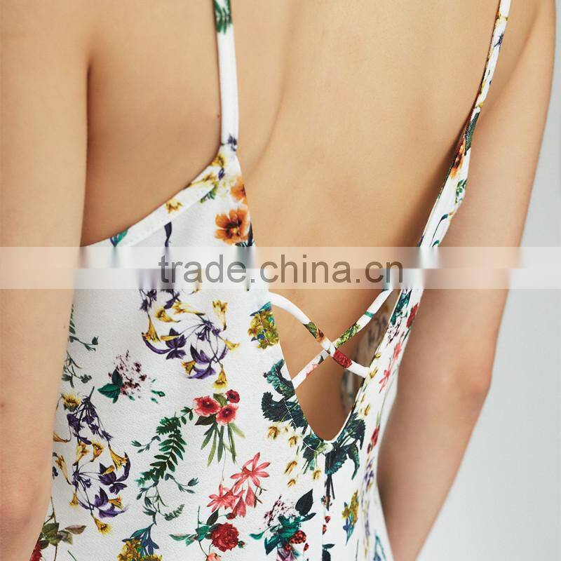 spaghetti strap and V-neck ladies hem split sleeveless maxi dress