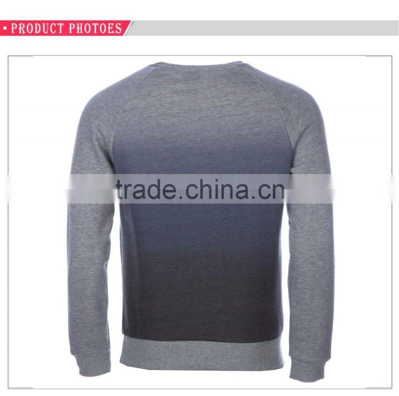 Ombre raglan sleeves embroidered mens crewneck sweatshirt hoodie