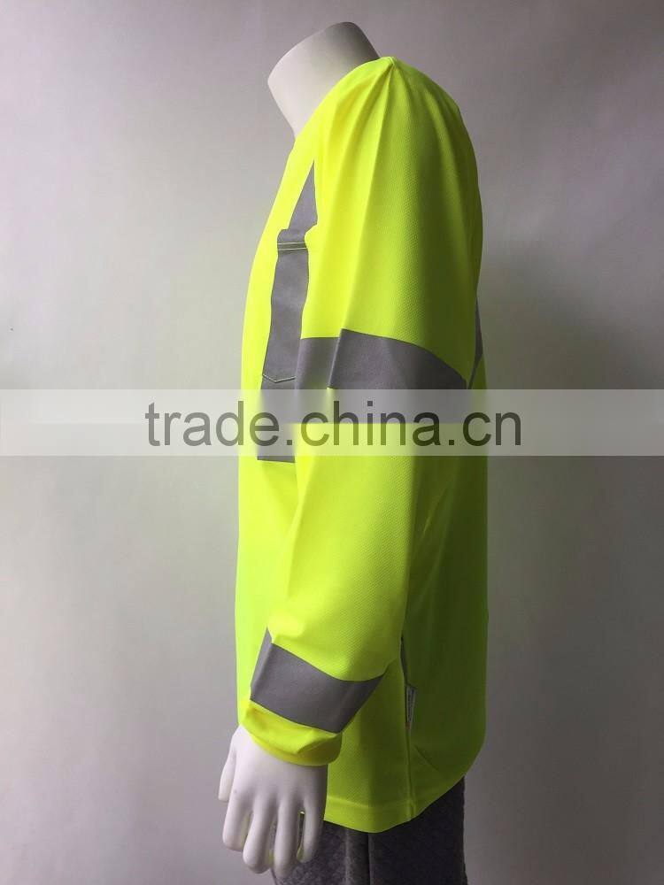Polyester micro mesh long sleeve chest pocket wicking protective t-shirt