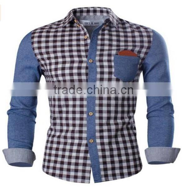 2016 new wholesale checked shirt custom mens casual dress shirts