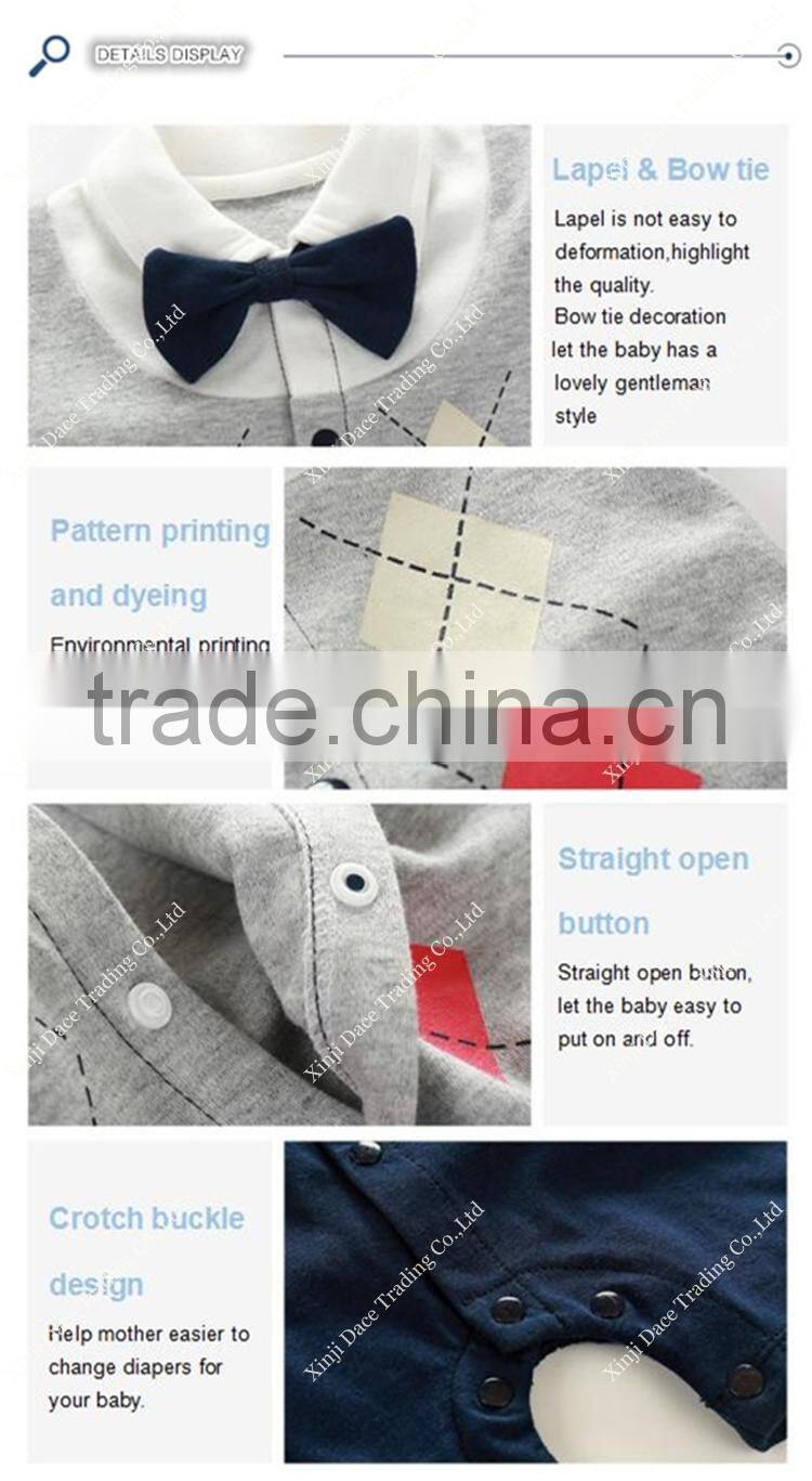 2017 baby boys gentleman vest tie Rompers climbing clothes jumpsuit kids modelling infant short sleeve climb clothes