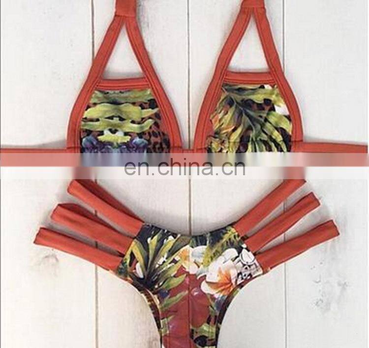 Europe And America Sexy Fashion Printing Bandage Swimming Suit
