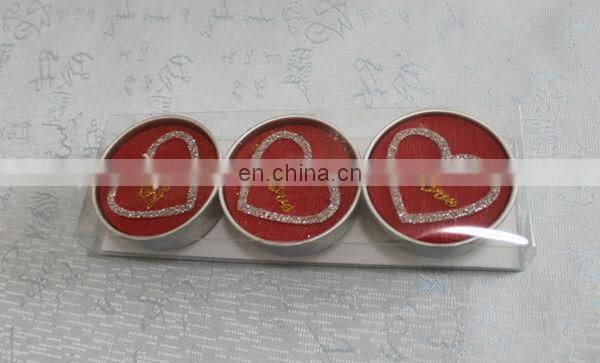 Silver glitter Heart design Valentine's day tea light candle