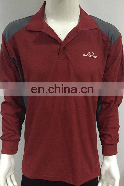 2016 Men's red polo t-shirt with long sleeve
