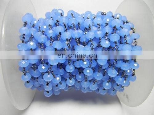 Blue Chalcedony 6mm Gemstone Beaded Chain