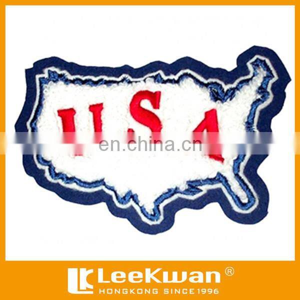 USA Map chenille embroidery patch laser cut patch for sport jacket