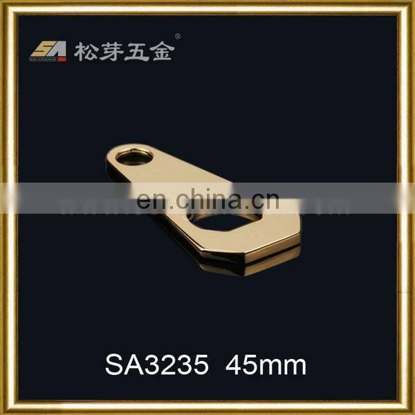 Zinc Alloy Garment Metal Zipper Puller, Gold Plated Garment Fitting Hardware
