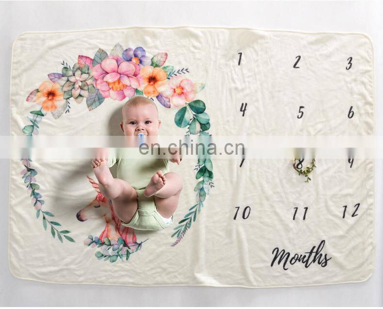 Factory quality spearmint baby monthly milestone blanket for girl boy