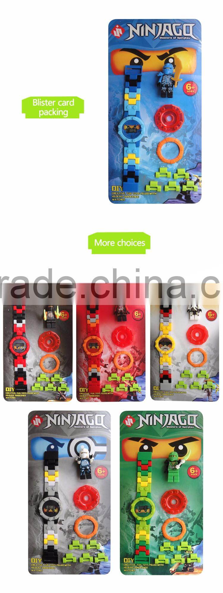 Hot selling kids building blocks electronic watch with minifigures for kids