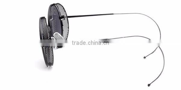 hot selling women ladies femal fashion retro classic metal frame small round sunglasses with cover mesh